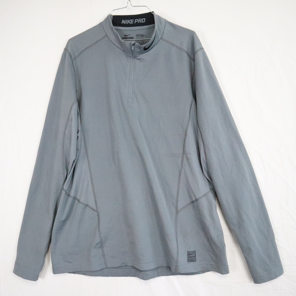 Nike Pro 1/4 Zip Pullover Mens XL Dri-Fit Fitted Mock Neck Training Long Sleeve